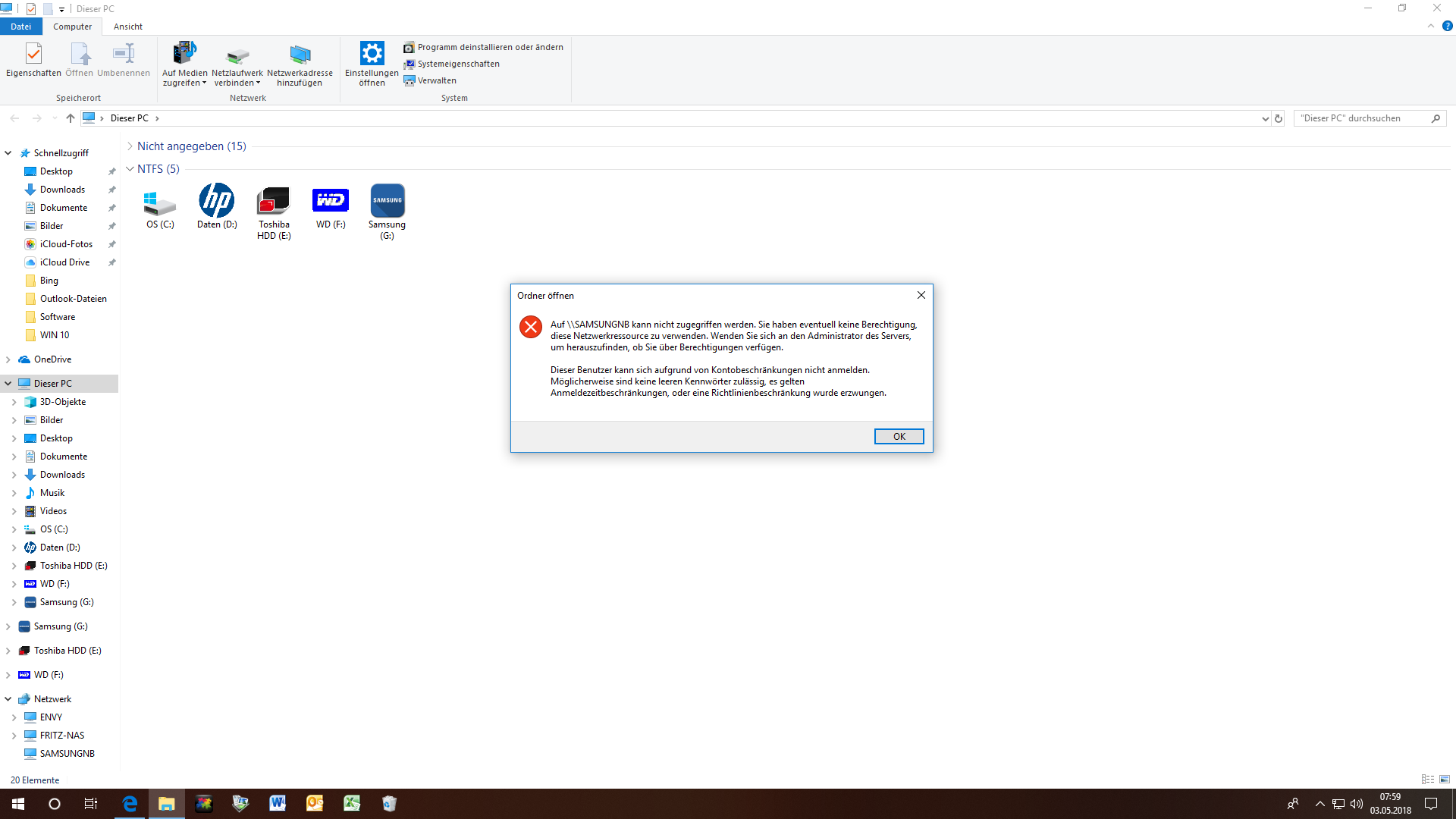 Netzwerk Zugriff auf andere PC's nicht möglich