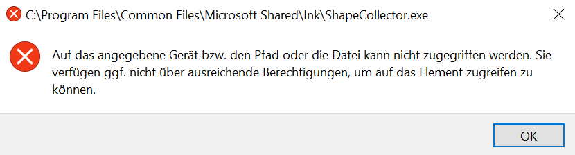 Fehlermeldung - Erkennung vom Surface Pen verbessern