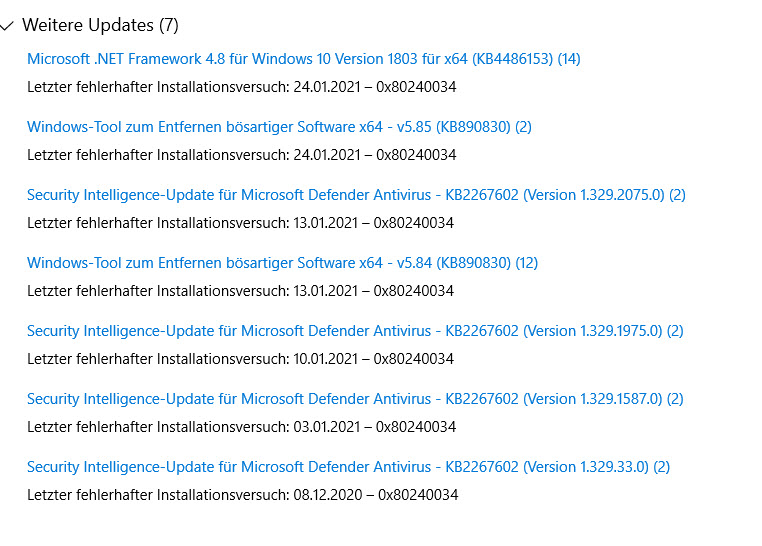 Seit 2020 kein update möglich, viel Probleme mit Win 10 update...HILFE!!!!!!!