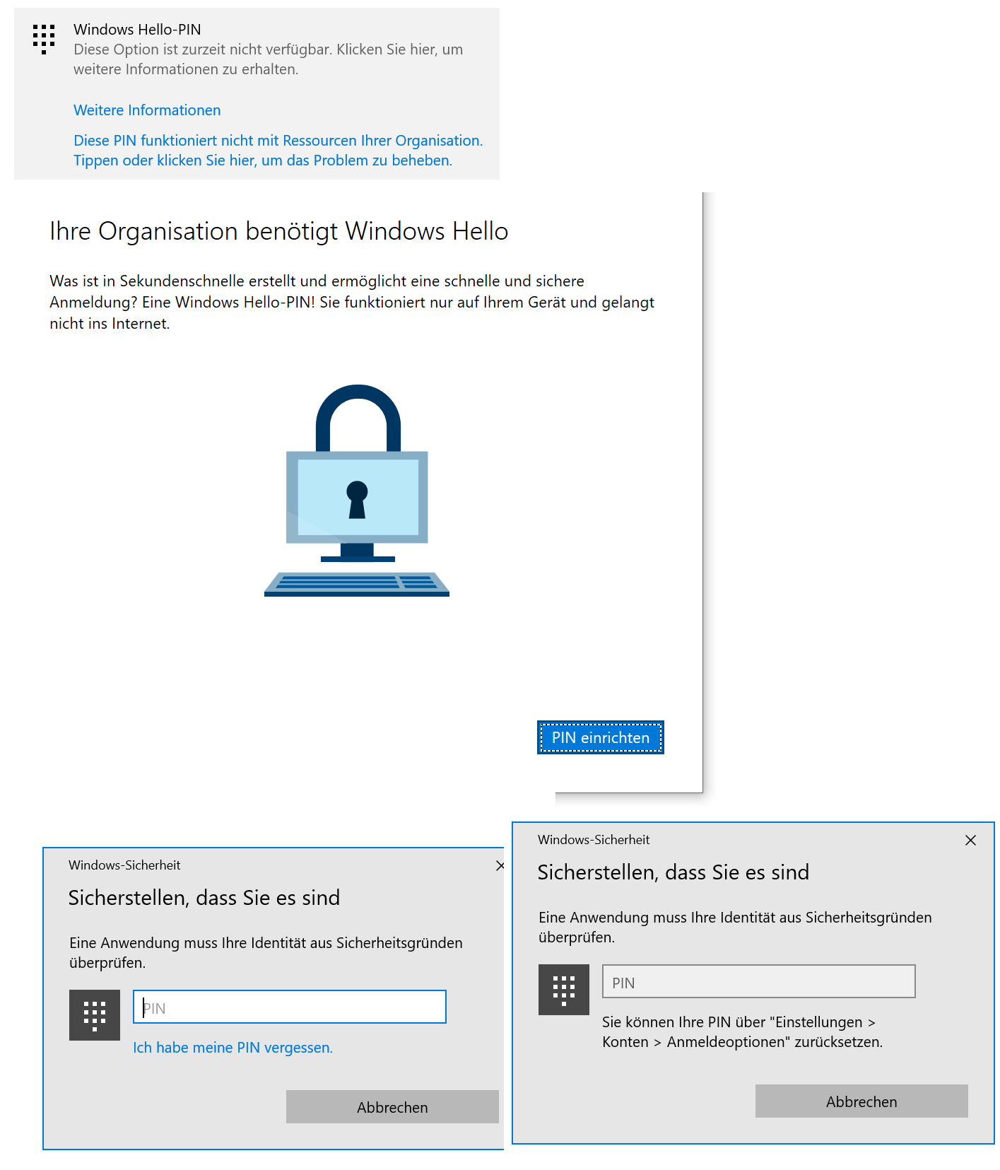 Windows Hello PIN lässt sich nicht ändern/löschen