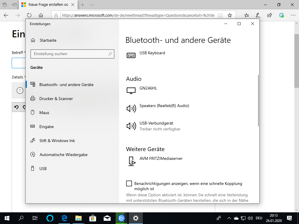 USB-Verbundgerät - CAM wird als Audio eingeordnet