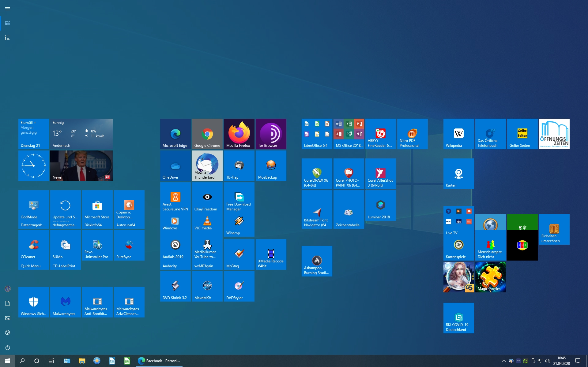 Kacheln im Windows 10 Menü zusammengeschoben
