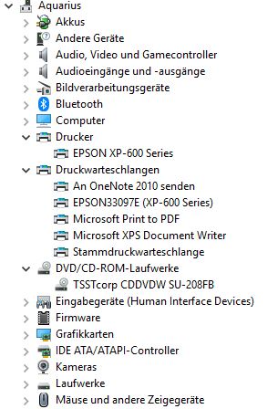 in  C D  eingelegter Datenträger / Epson CD - wird nicht vom CD-Rom Laufwerk gelesen...