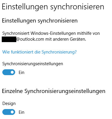 Einstellungen mit outlook.com User syncen ...