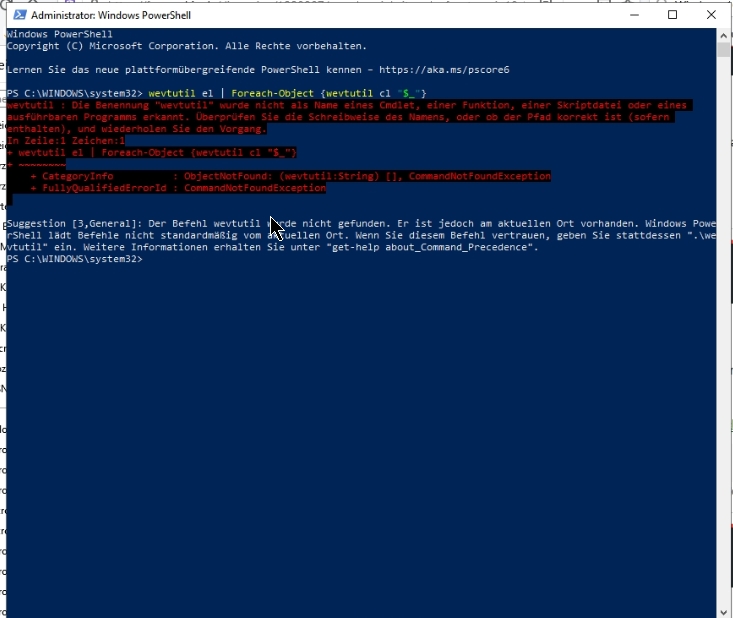 W 10  Windows PowerShell funktioniert nicht