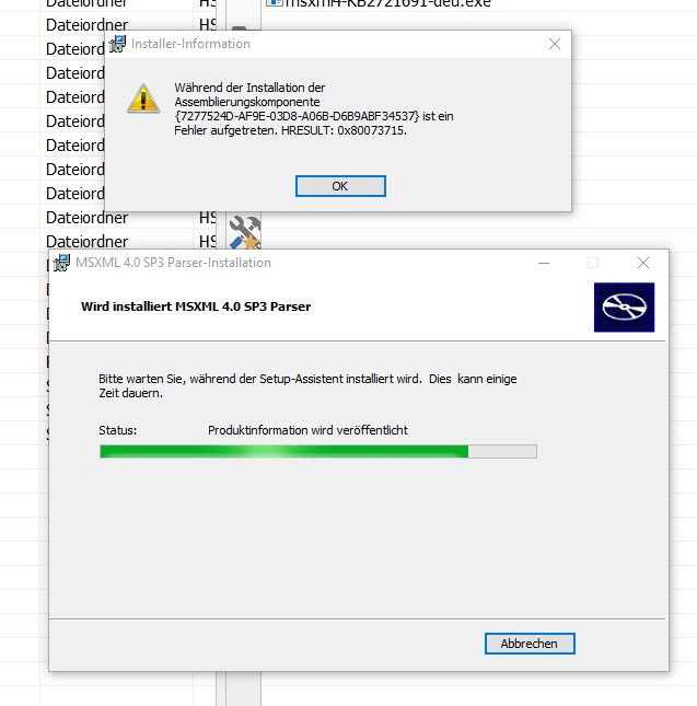 Installation von MSXML 4.0 SP 3 unter Windows 10 (1809)