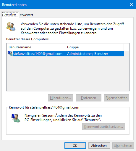 Fehlende Einträge und Möglichkeiten zum Autologin von Windows