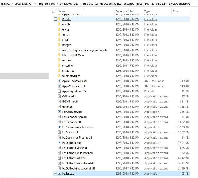 Microsoft Outlook Communications Re: HxTsr.exe?