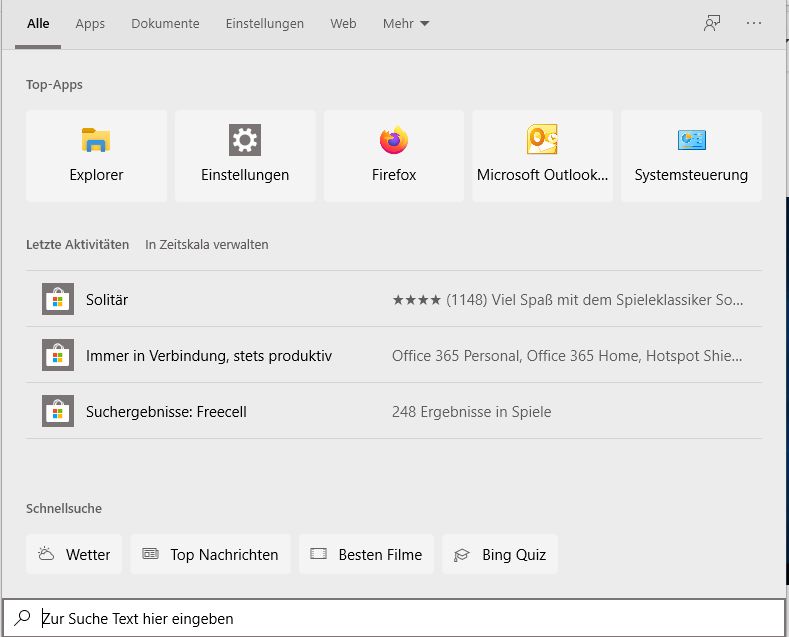 Windows 10 - Suchefenster deaktivieren
