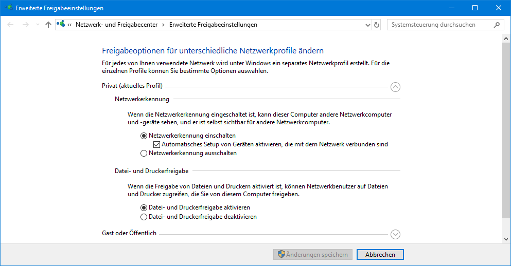 Kein Netzwerkzugriff unter Win 10