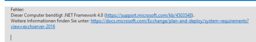 Installation der Exchange Management Console auf Windows 10 schlägt wegen scheinbar...