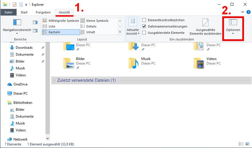 Nach Update- Windows Explorer Ordner Struktur anzeigen lassen