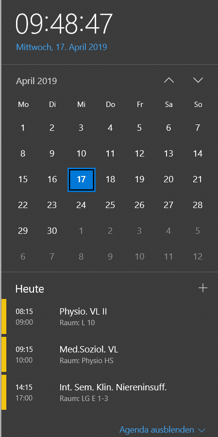 Anzeige mehrerer Kalender in der Windows Agenda