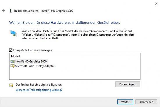 Helligkeit lässt sich nicht regeln - Treiber Intel Grafik