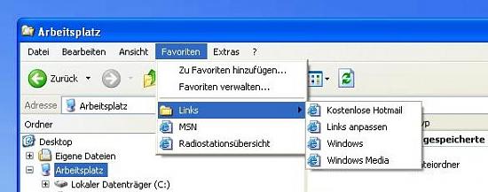 Favoriten im Windows-Explorer anzeigen