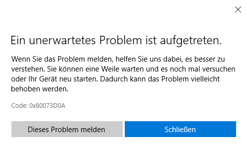 Apps aus dem Microsoft Store lassen sich nicht installieren