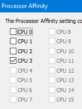Anwendung im Hintergrund: Processor Affinty: 4 Kerne auf 1 Kern reduzieren