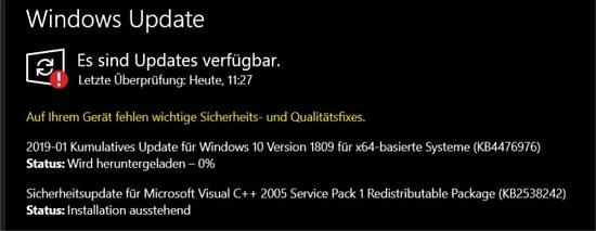 Updates lassen sich nicht runter laden  Win 10