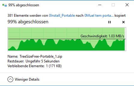 Kopieren: Geschwindigkeit fällt bis auf 0kb/s ab und geht dann wieder rauf über 1 mb/s. Wo...