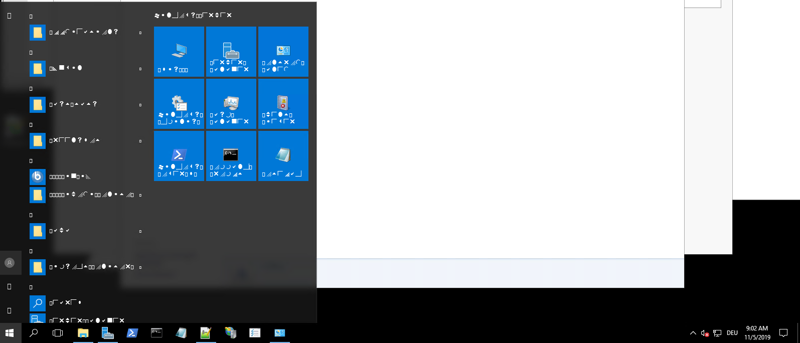 Windows Server 2016 Systemsprache zeigt nur Symbole