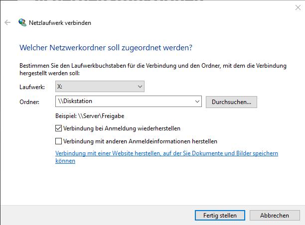 Win 10 - Netzwerk verbinden - Unter durchsuchen werden keine Ordner angezeigt