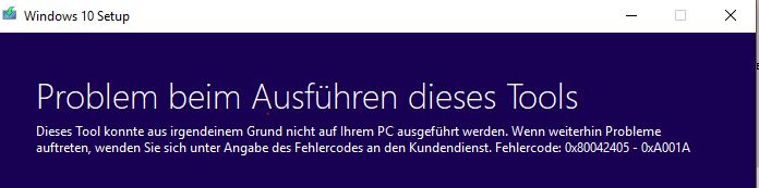 Windows 10 - Media Creation Tool 1809 läuft beim Erstellung USB-Stick auf 0x80042405 - 0xA001A