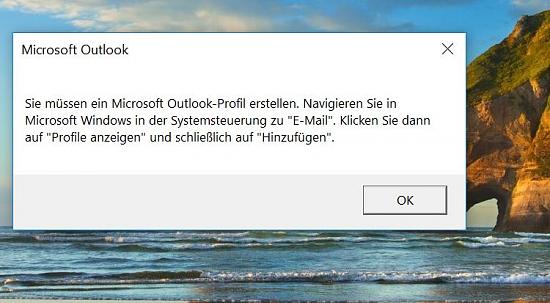 Sie müssen ein Microsoft Outlook-Profil erstellen - trotz Thunderbird