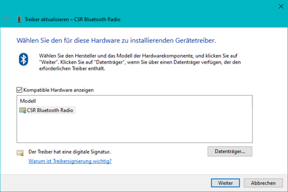 Bluetooth CSR 4.0 von Windows 10 nicht erkannt aber trotzdem einwandfrei?