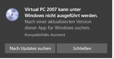 MS-VPC 2007 auf Windows 10 x64?