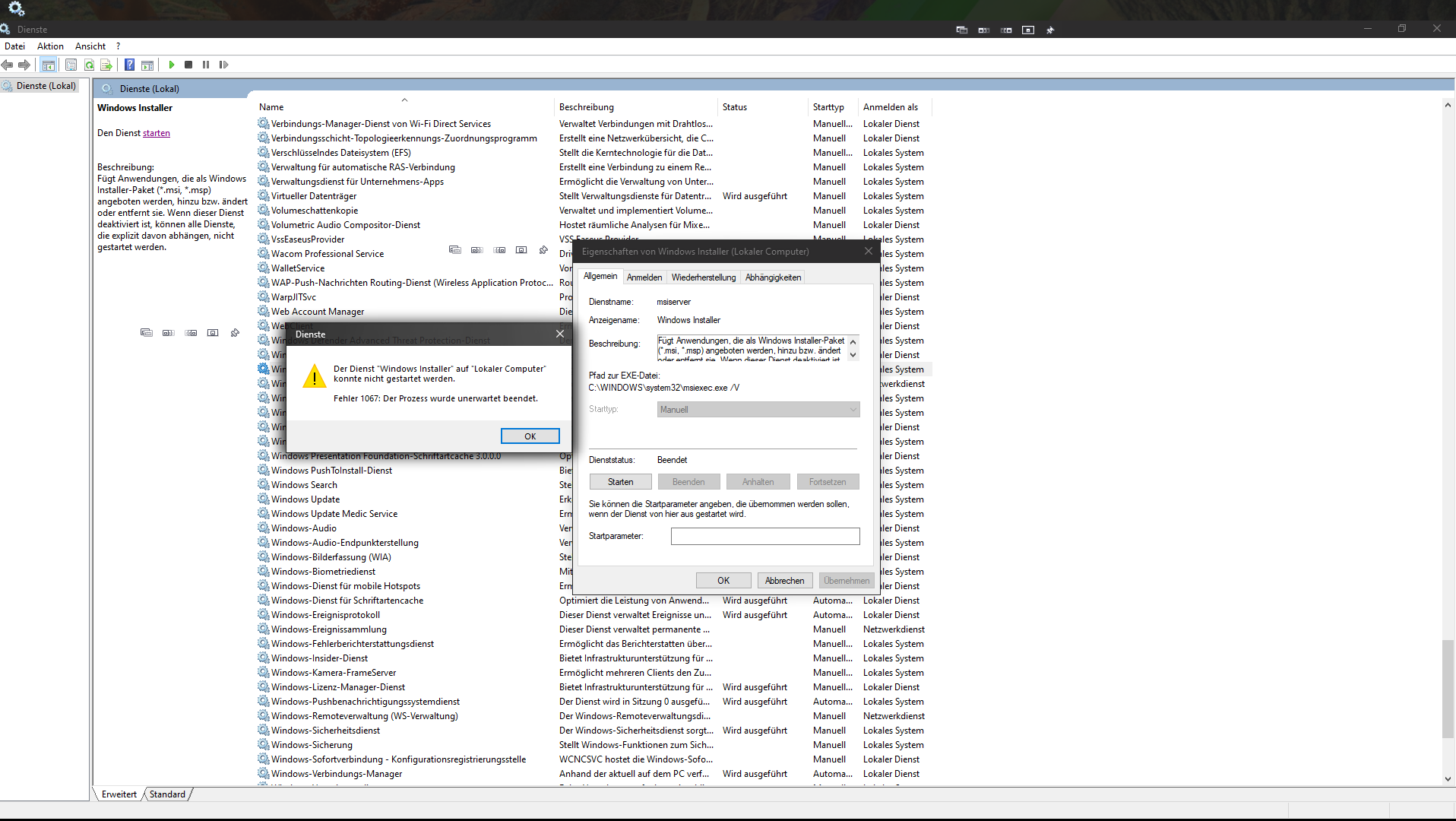 Windows Installer auch nach Inplace-Upgrade 20H2 nicht funktional
