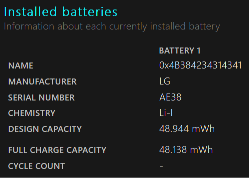 Battery Report Auswertung