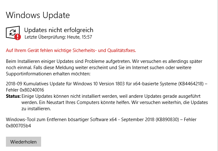 Windows-Updates funktionieren nicht