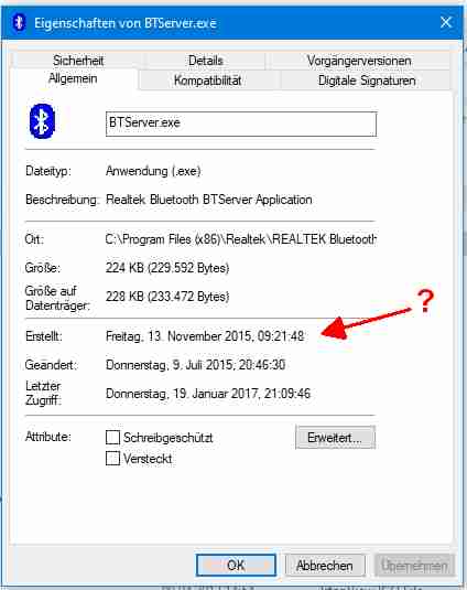 Nach Start Fehlermeldung: BTServer.ex Anwendungsfehler Anwendung konnte nicht gestartet werden.