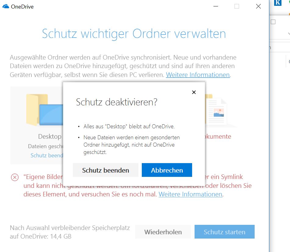 Onedrive Ordner "Desktop" löschen