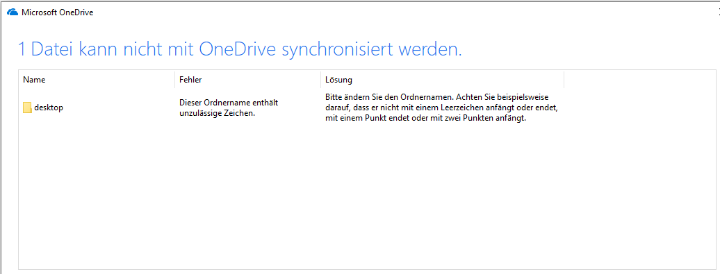 Ordner in OneDrive kann nicht gelöscht werden