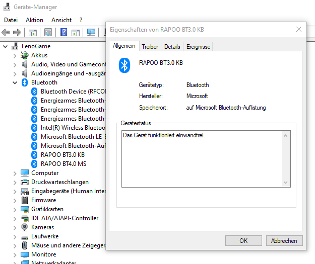 Bluetooth-Energieverwaltung bzw. automatisches Deaktivieren