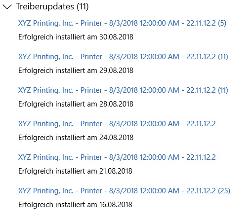Windows installier täglich xyz printing (siehe Anhang). Wie kann ich das unterbinden?
