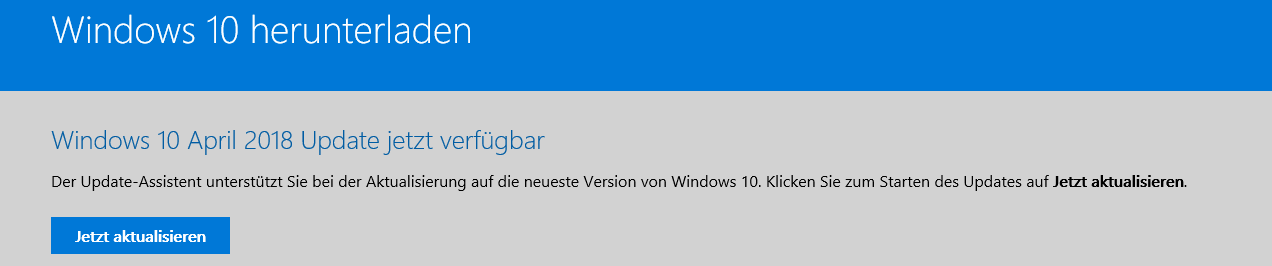 Funktionsupdate für Windows 10, Version 1803