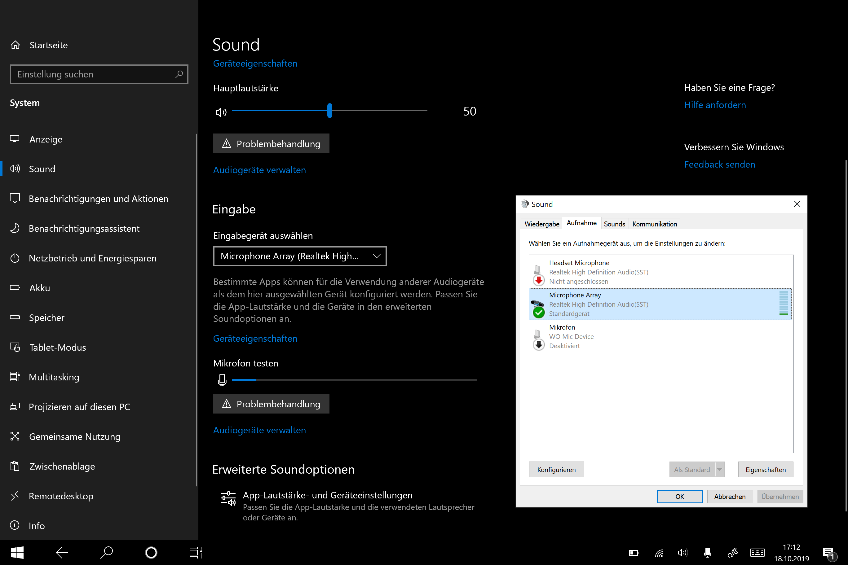 USB Mikrofon nicht wählbar Surface 6