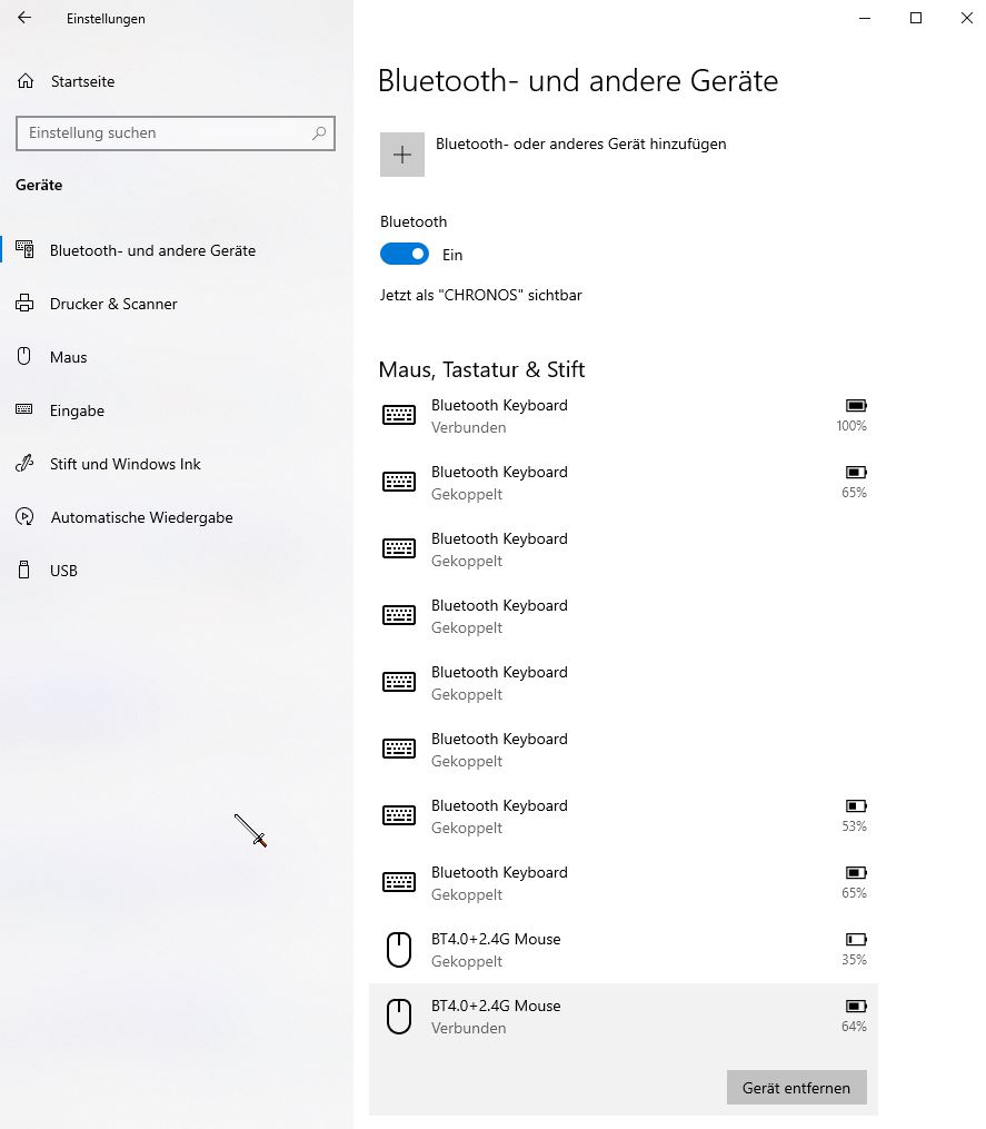 Verdoppelungen von Bluetooth Einträgen / mehrfache identische Einträge in WIN 10 PRO -...