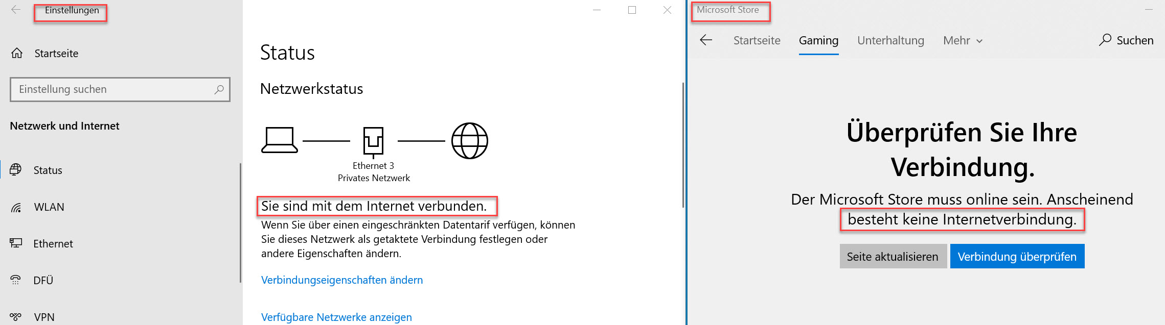 Microsoft Store und Feedback-Hub gehen nicht unter Windows 10.