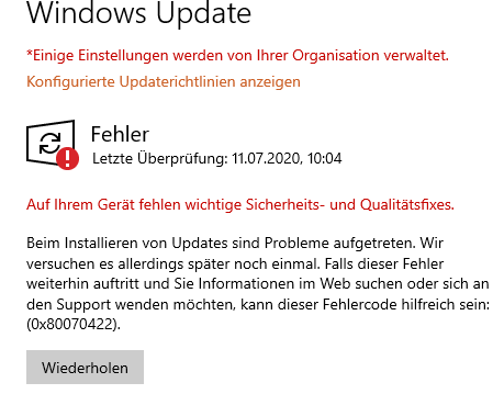 Windows Update funktioniert nicht