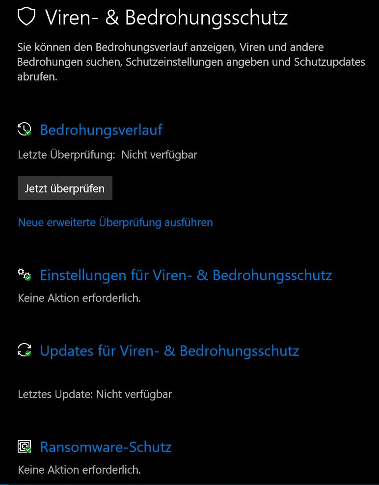 Windows Defender nicht aktiverbar.