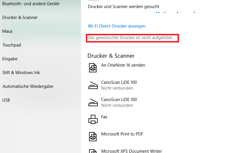 Drucker hinzufügen ---> "Der Druckertreiber wurde nicht installiert"