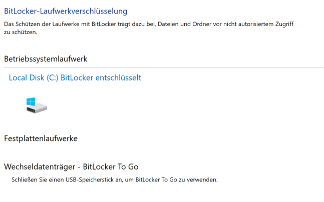 Bitlocker hängt bei der Entschlüsselung