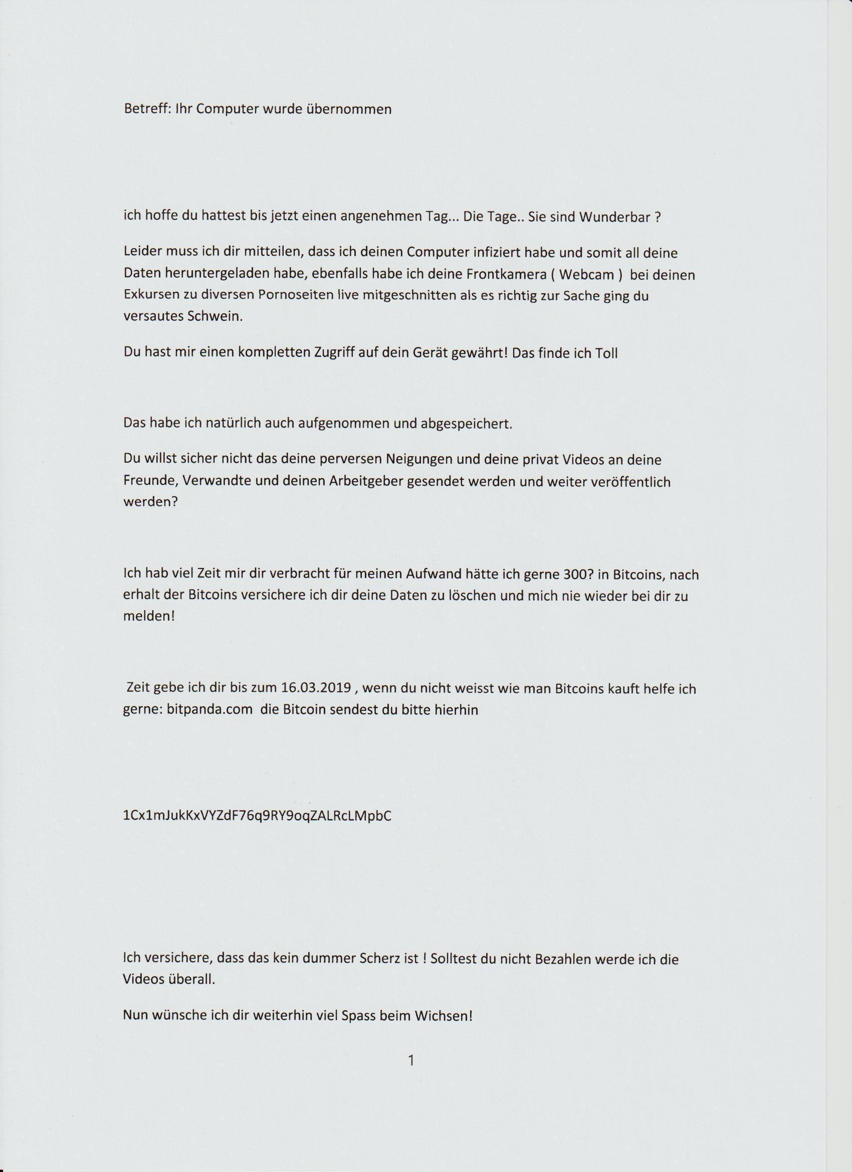Erpresser-Mail