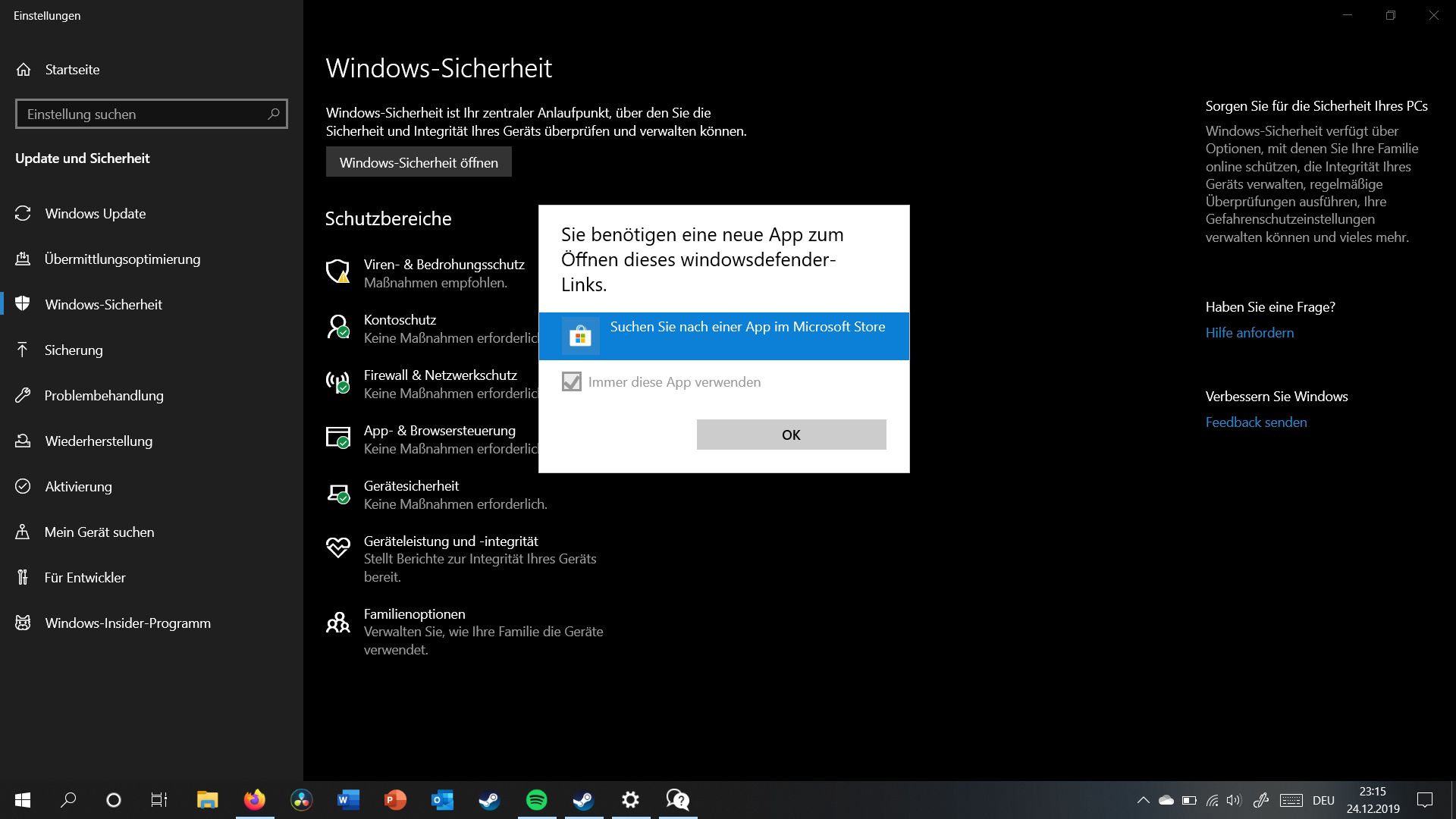 Windows Defender nicht installiert