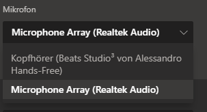 Wieso erkennt MS Teams mein Beats Studio Mikro nicht?