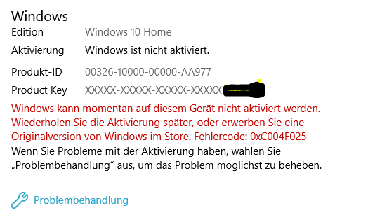 Aktivierung von Windows 10 nach Hardwaretausch
