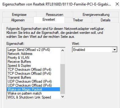 Windows 10 WoL funktioniert nicht / LAN Karte ohne Power - LED OFF